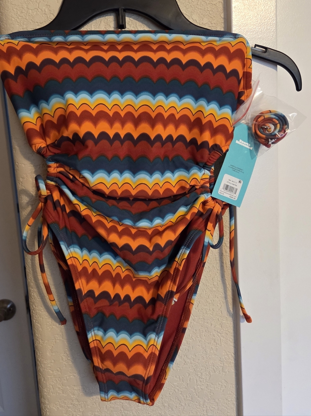 Sports Illustrated Swim Orange Blue Maroon Wave-Print One-Piece Swimsuit